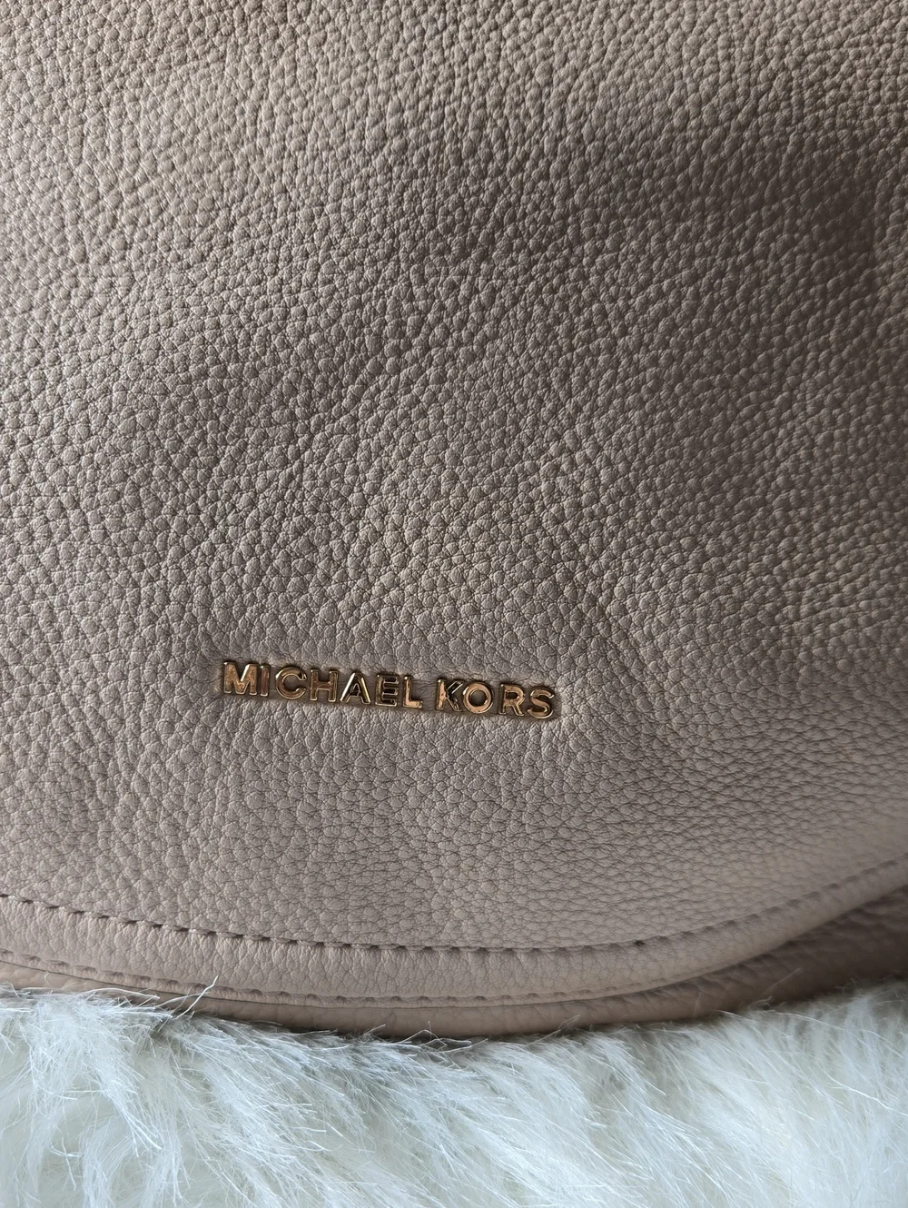 Michael Kors Pale Blush Pink Pebbled Leather Hobo with Gold Accents